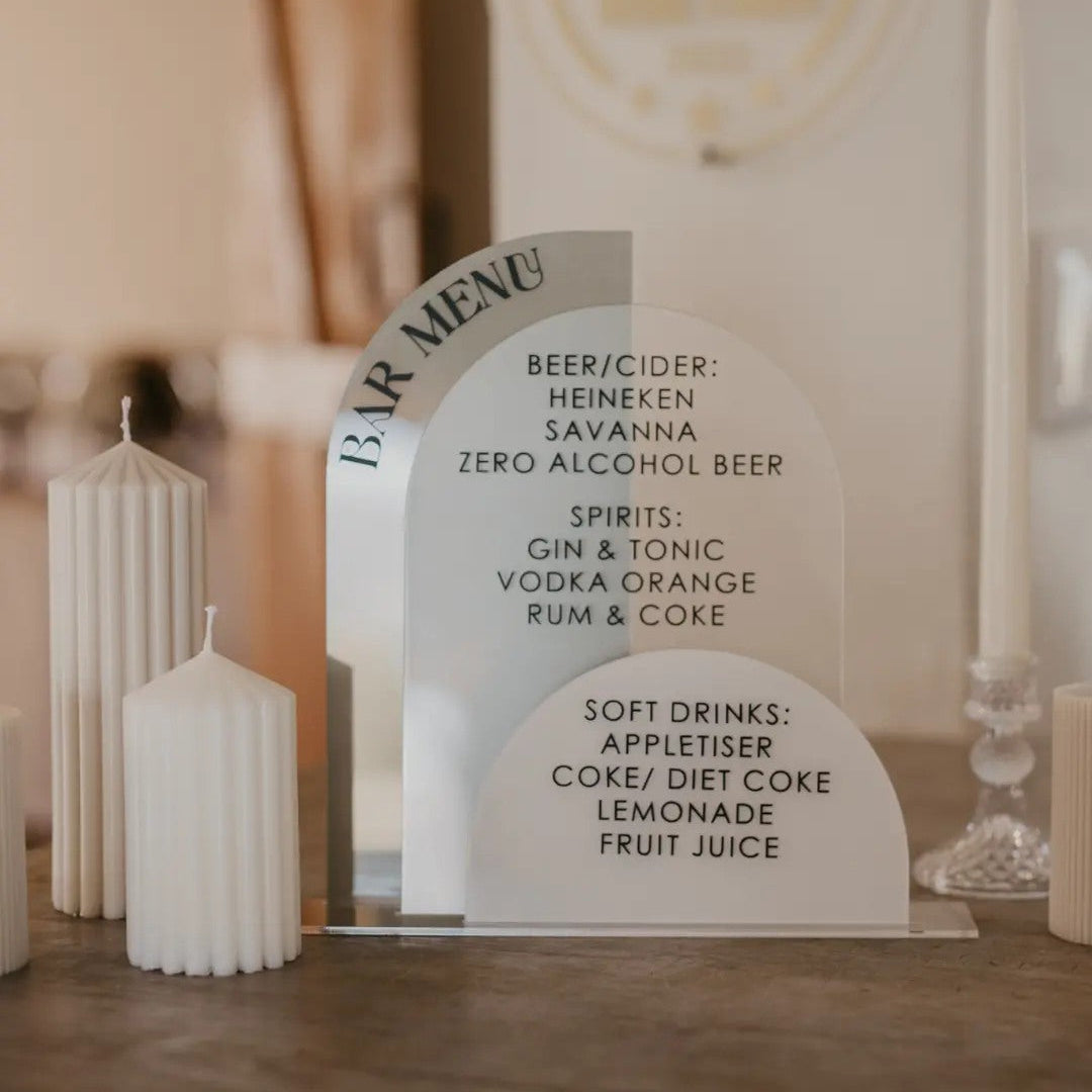 Perspex Bar Menu