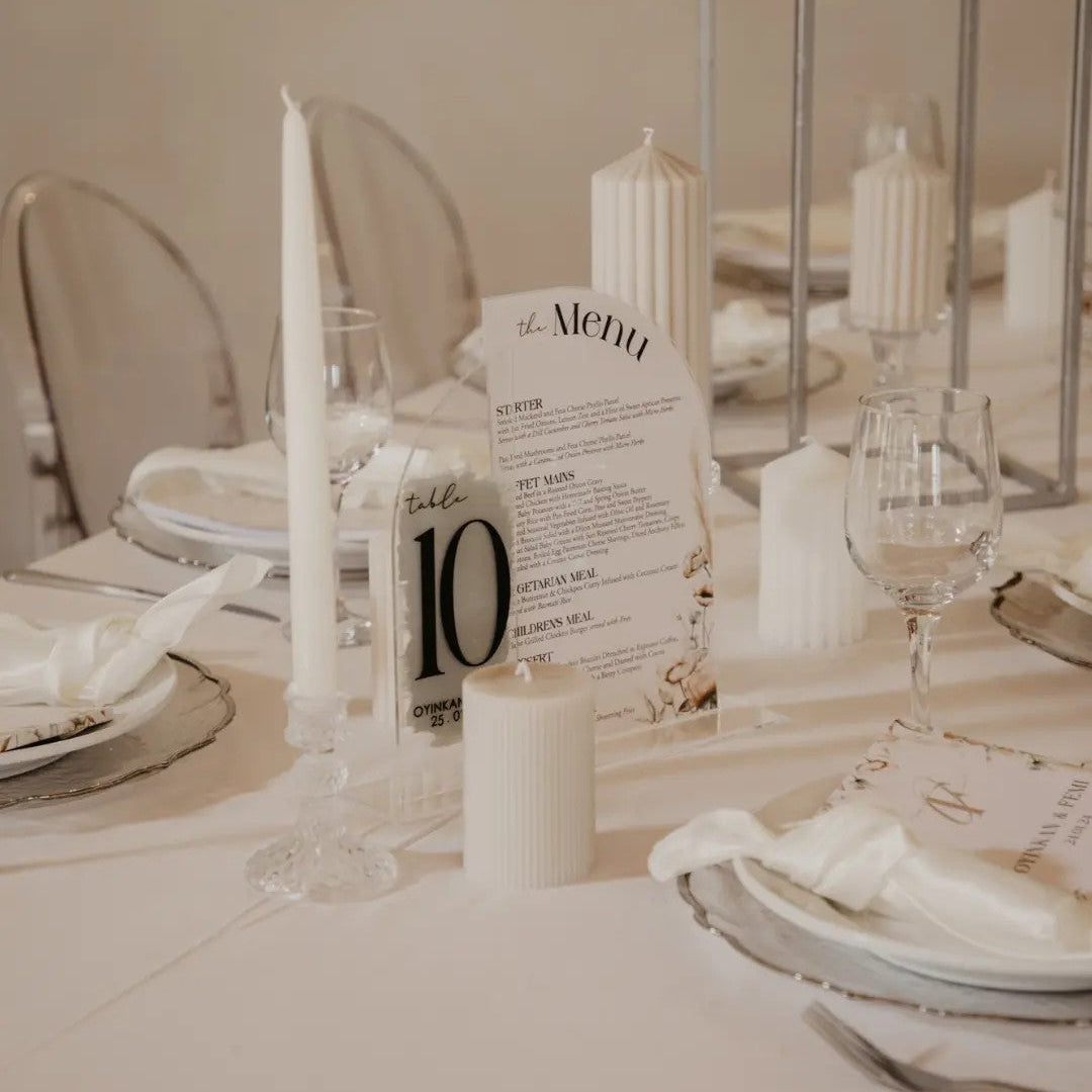 Perspex Table Number, Printed Menu Combo