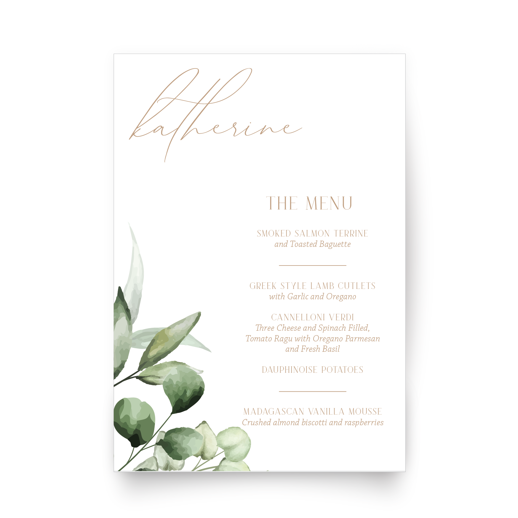 Menu Card • A5 with Guest Name