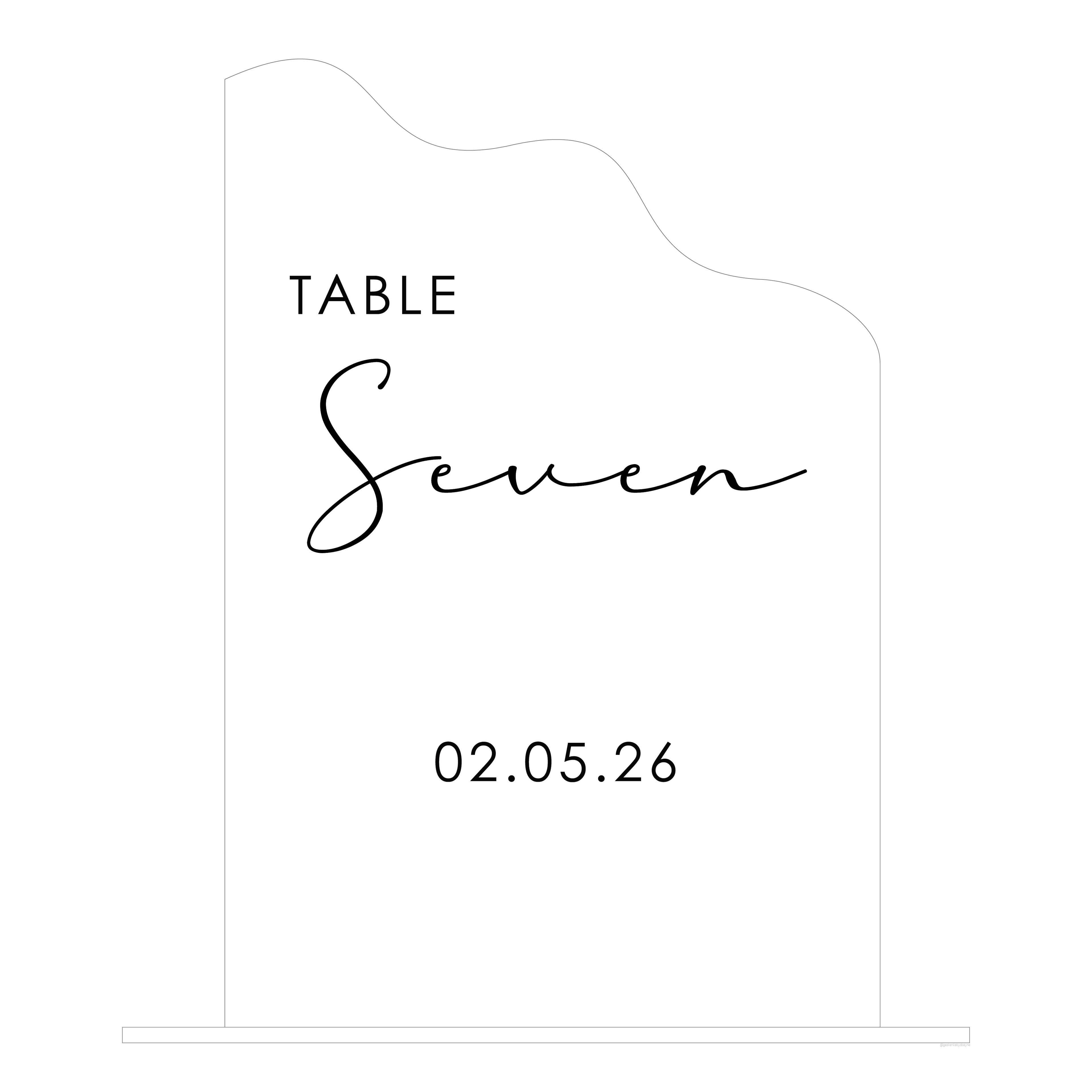 Clear Perspex Wave Table Number