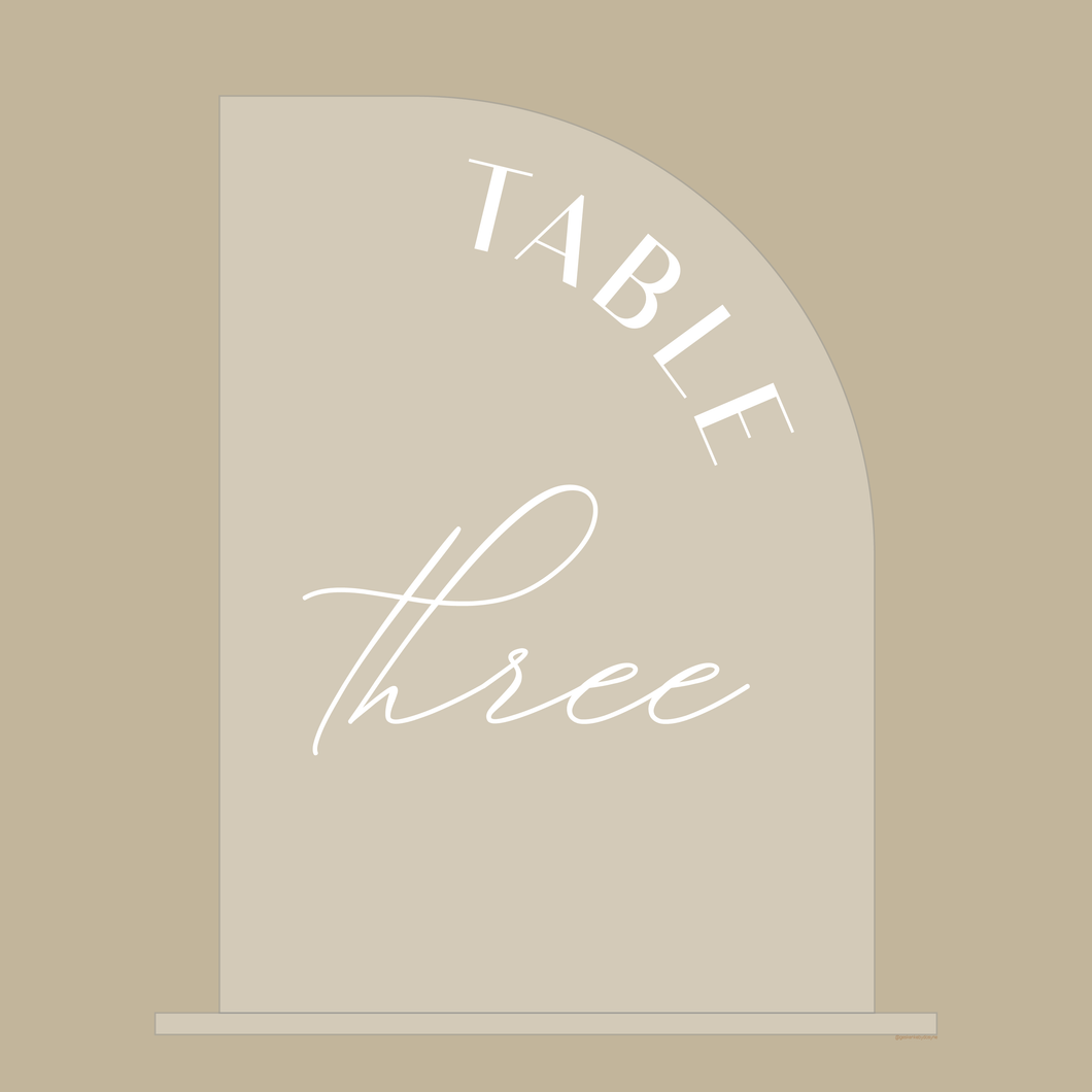 Clear Half Arch Table Number