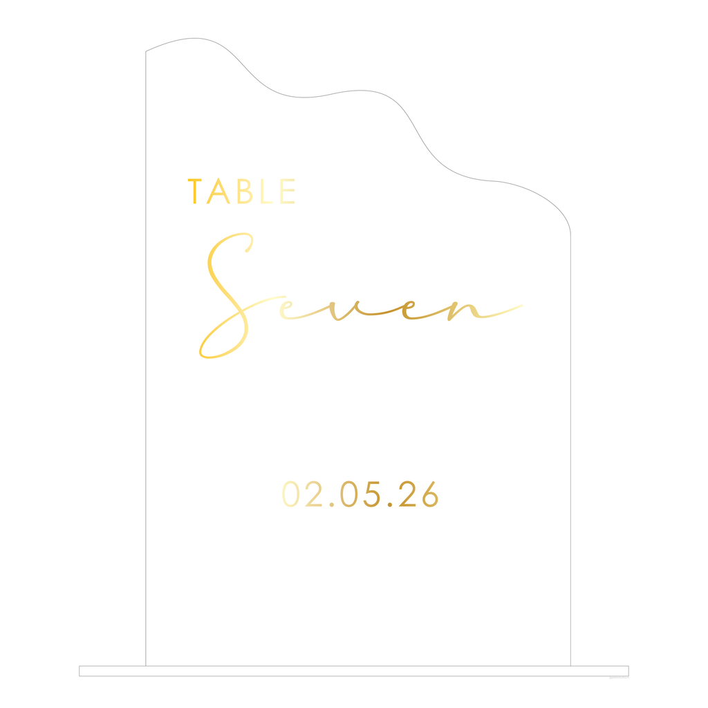 Clear Perspex Wave Table Number