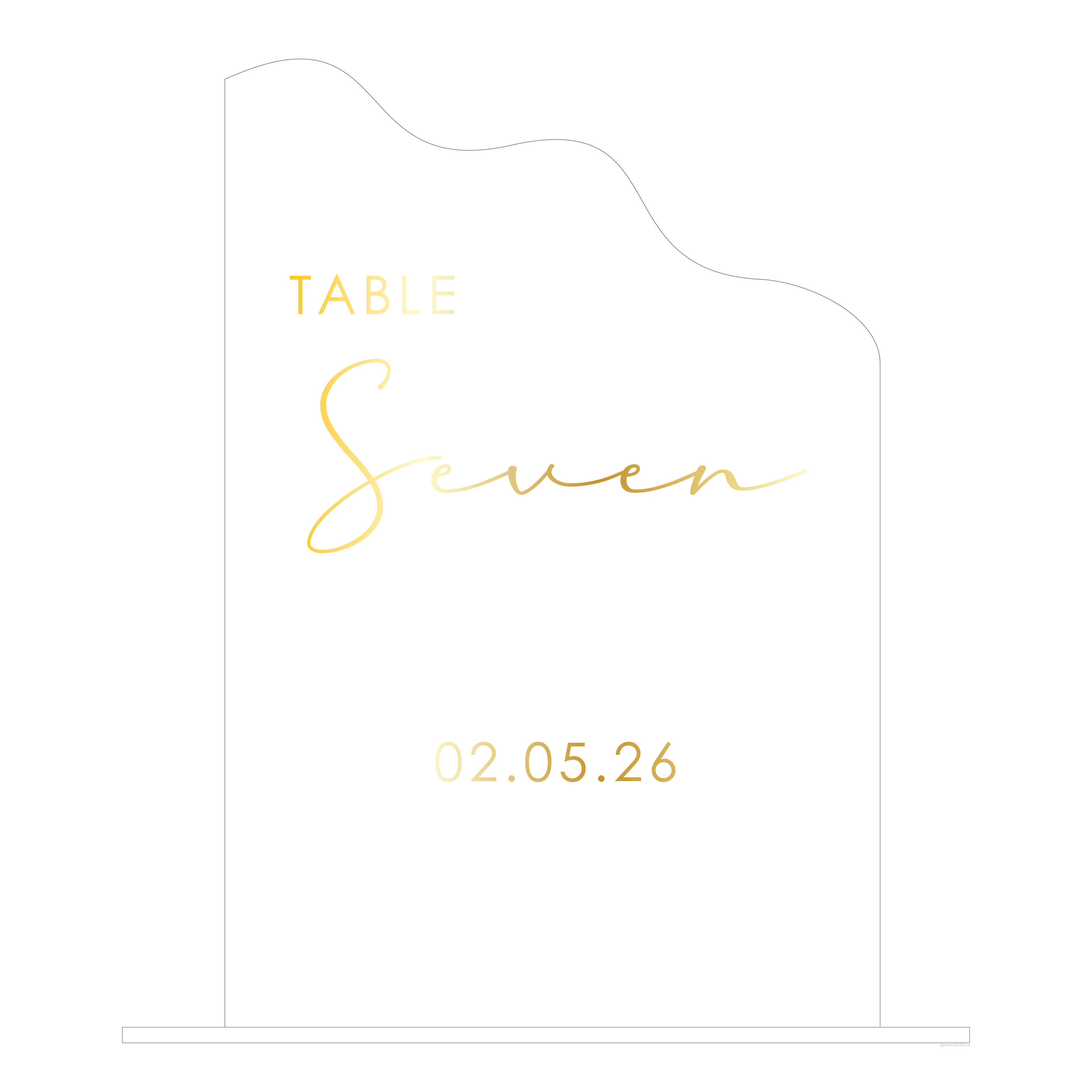 Clear Perspex Wave Table Number