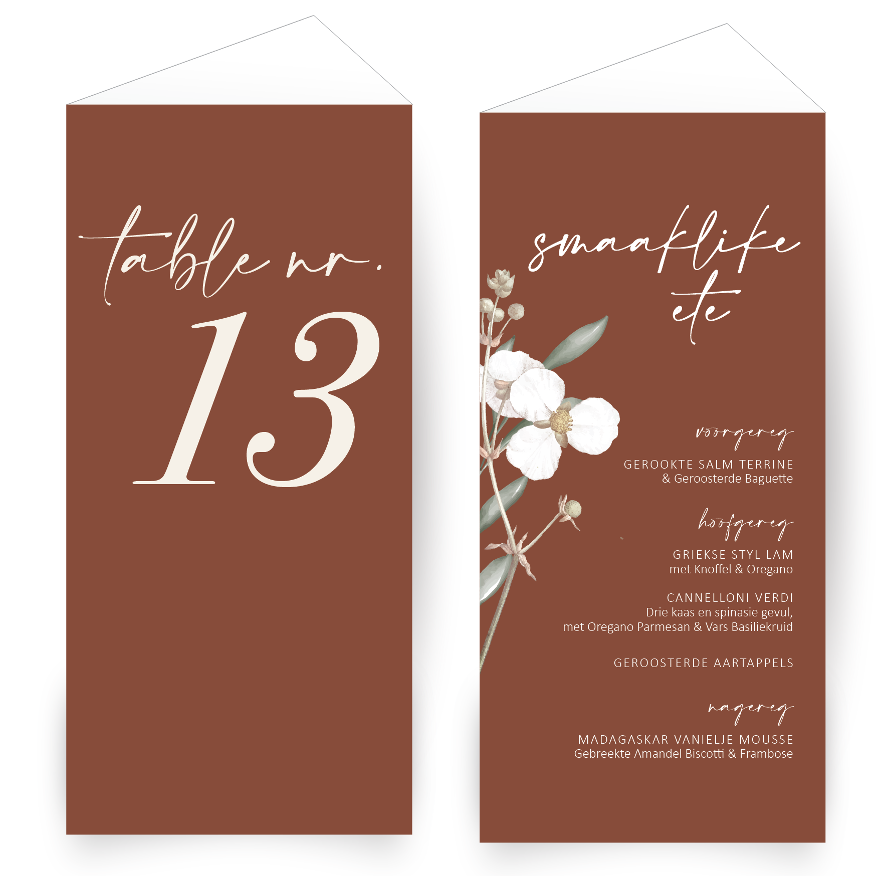 Upright Table Menu + Number Combo