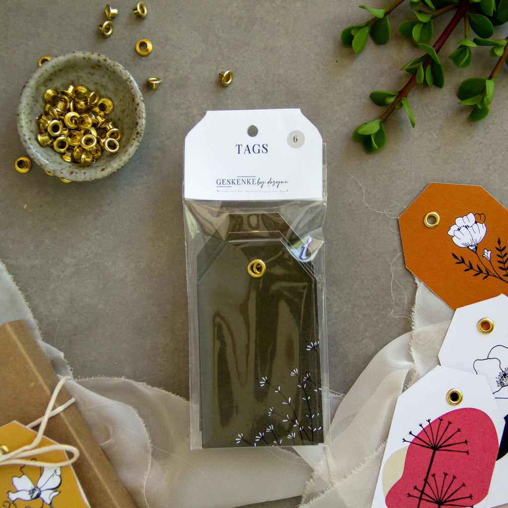 Gold Eyelet Gift Tags • Set of 6