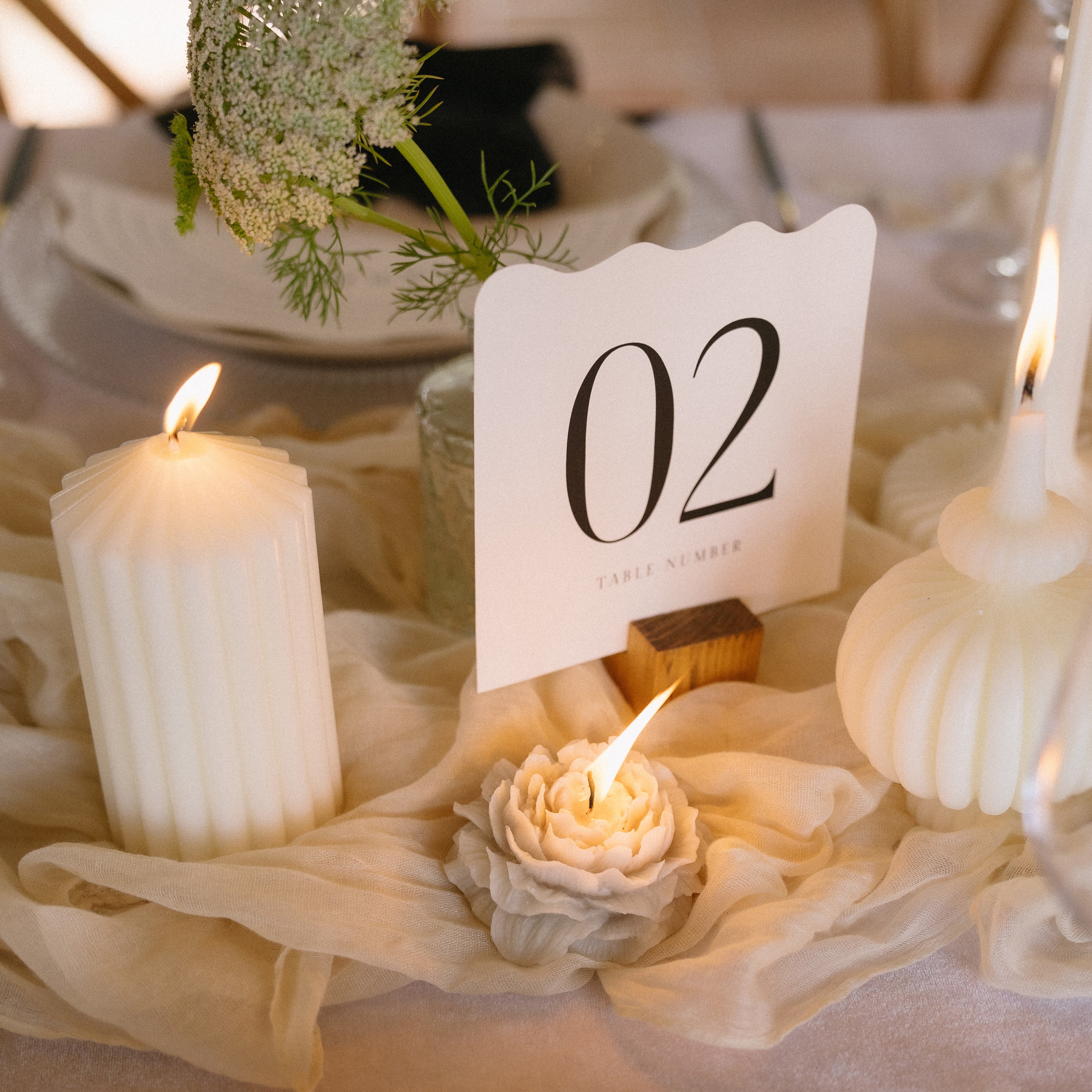 Linen & Lace Table Numbers (Warm White) | Geskenke by Dosyne