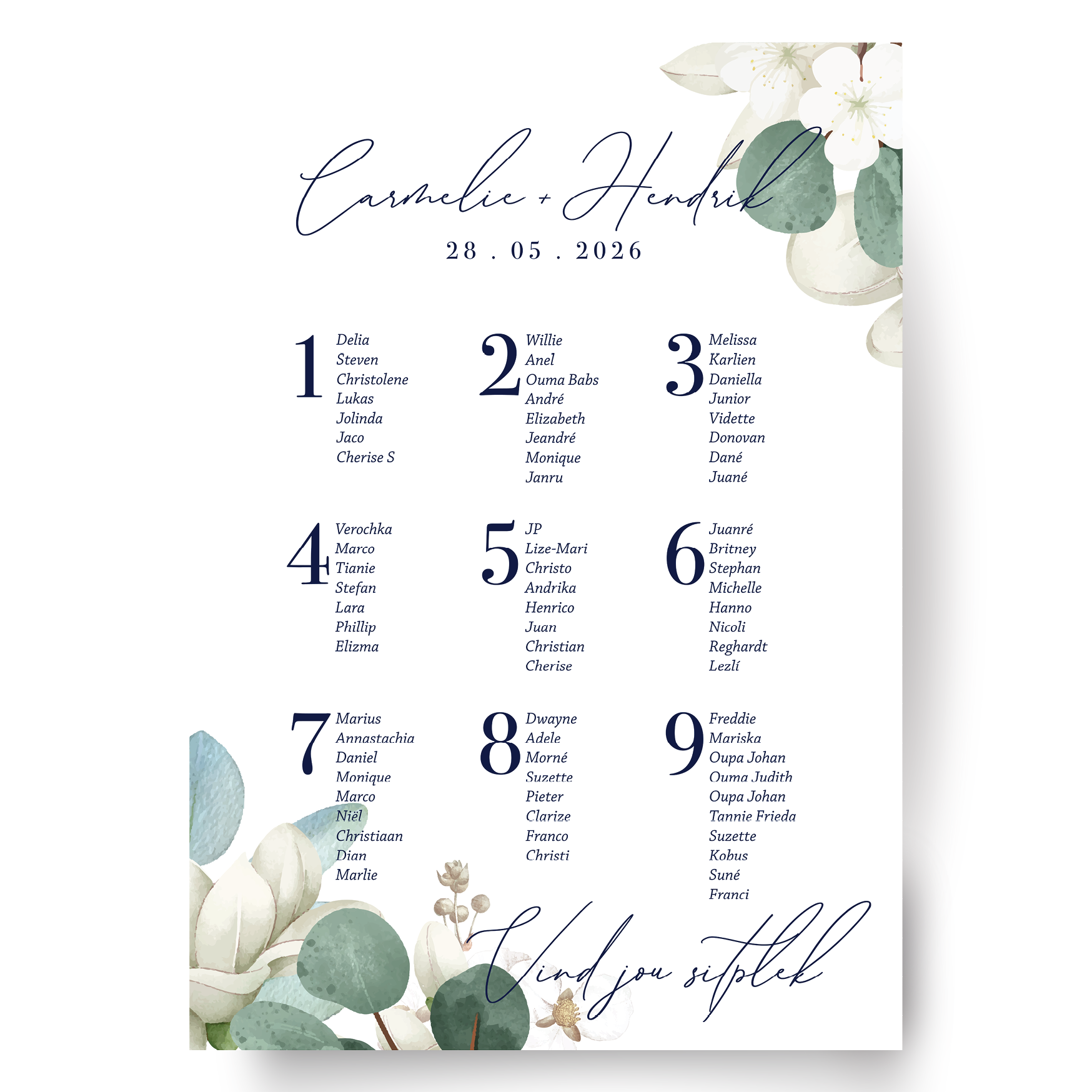 Seating Chart Board