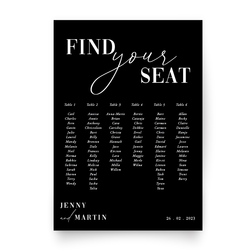 Seating Chart Board
