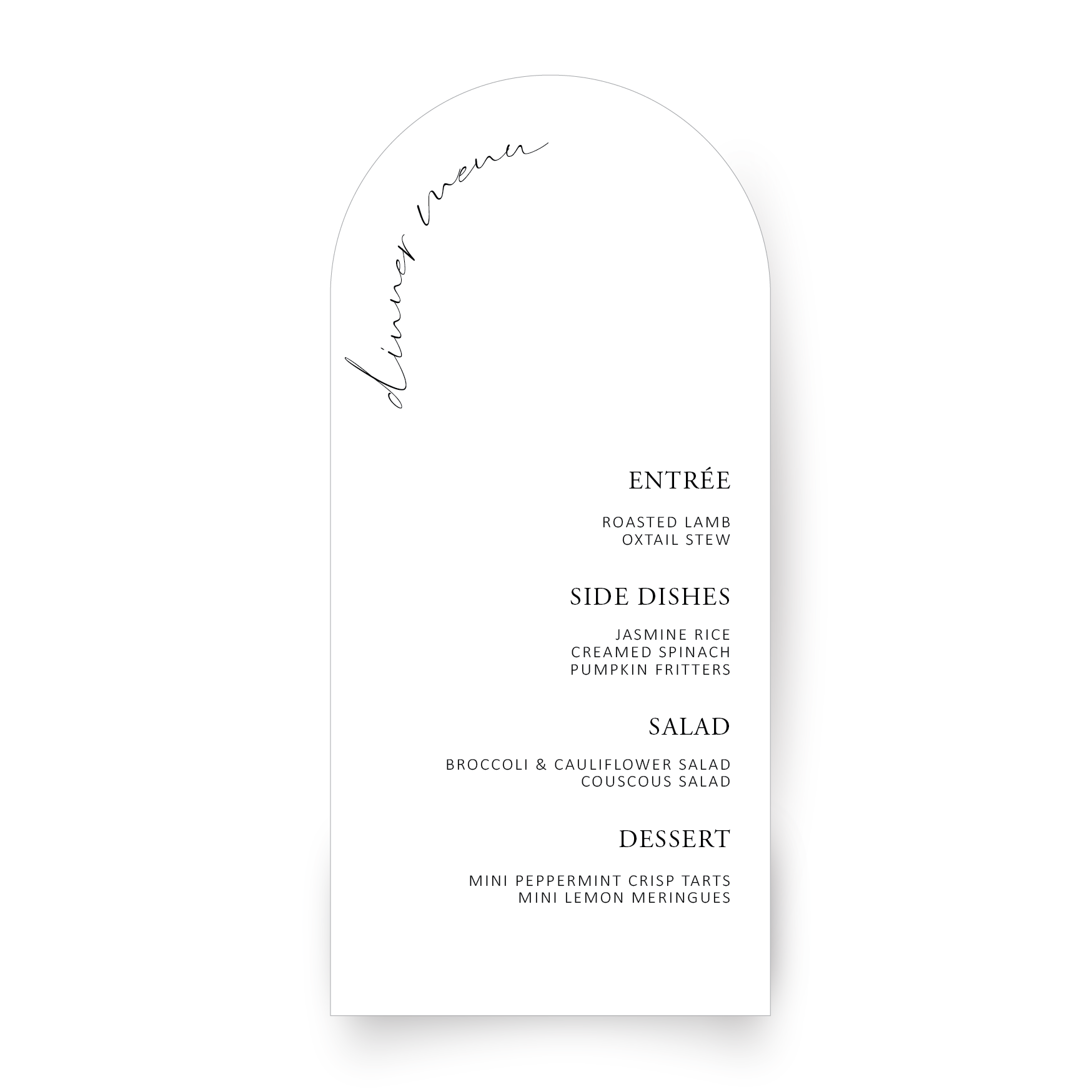 Arched Menu Card