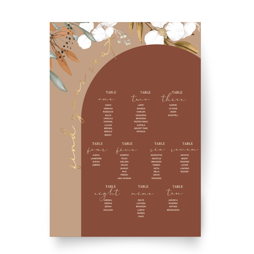 Seating Chart Board + Metallic Detail