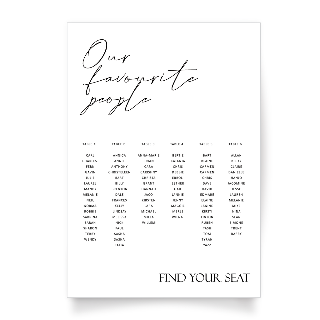 Seating Chart Board