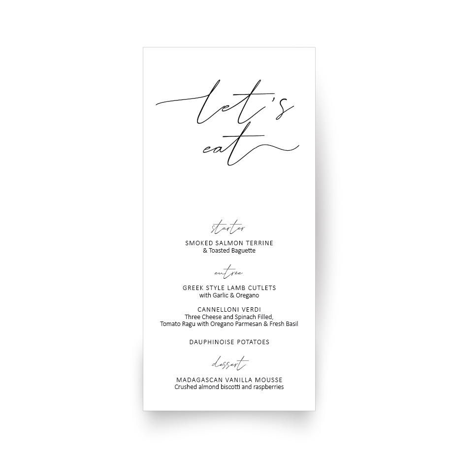 Menu Card • 90 x 190