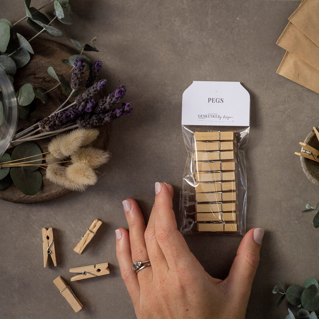 Mini Wooden Pegs • Set of 10