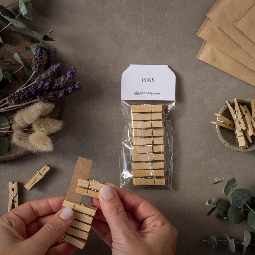 Mini Wooden Pegs • Set of 10